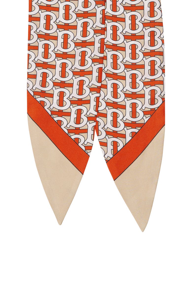 Monogram Print Silk Chignon Scarf, Alternate, color, VERMILLION