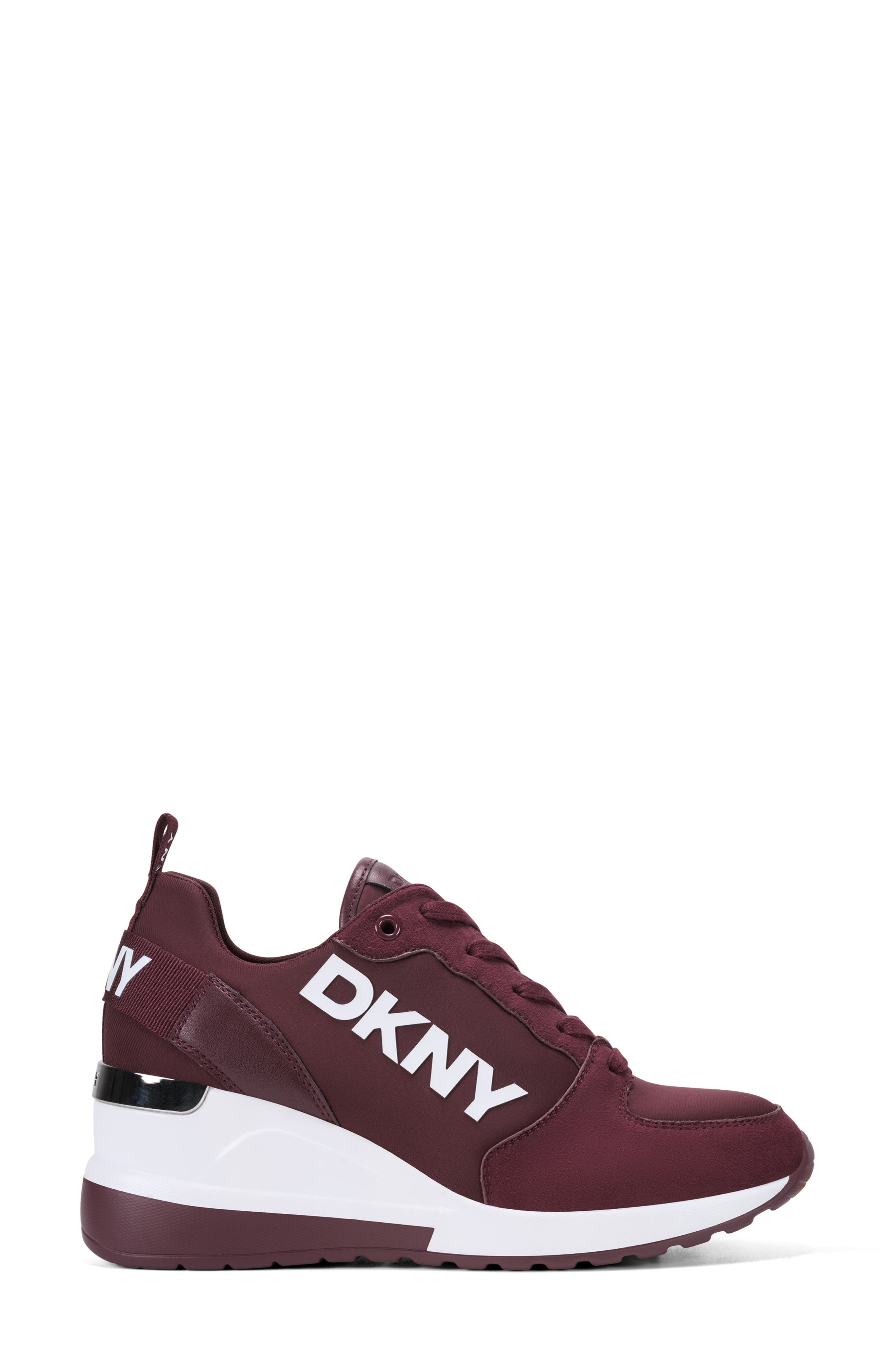DKNY Cait Wedge Sneaker, Alternate, color, Burgundy