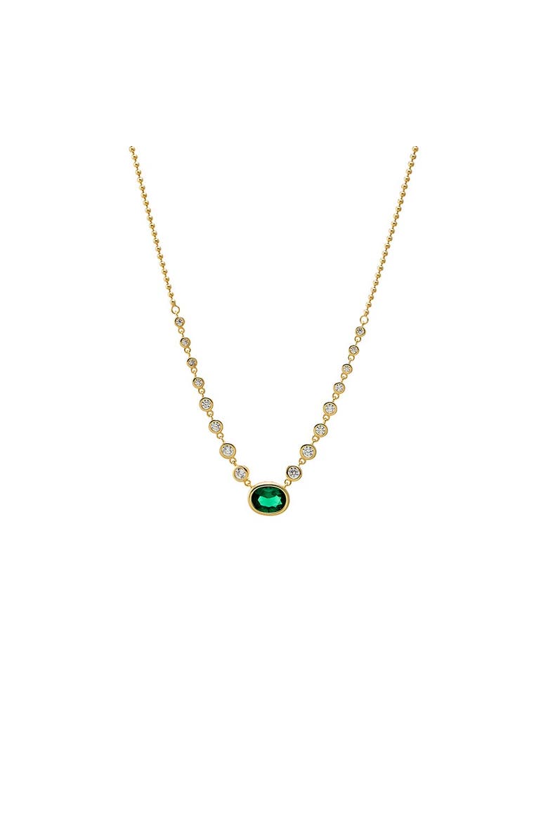 BY ADINA EDEN Oval Emerald CZ Station Necklace, Main, color, Emerald Green