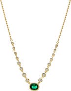 BY ADINA EDEN Oval Emerald CZ Station Necklace