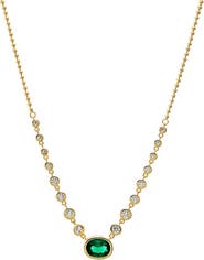 BY ADINA EDEN Oval Emerald CZ Station Necklace