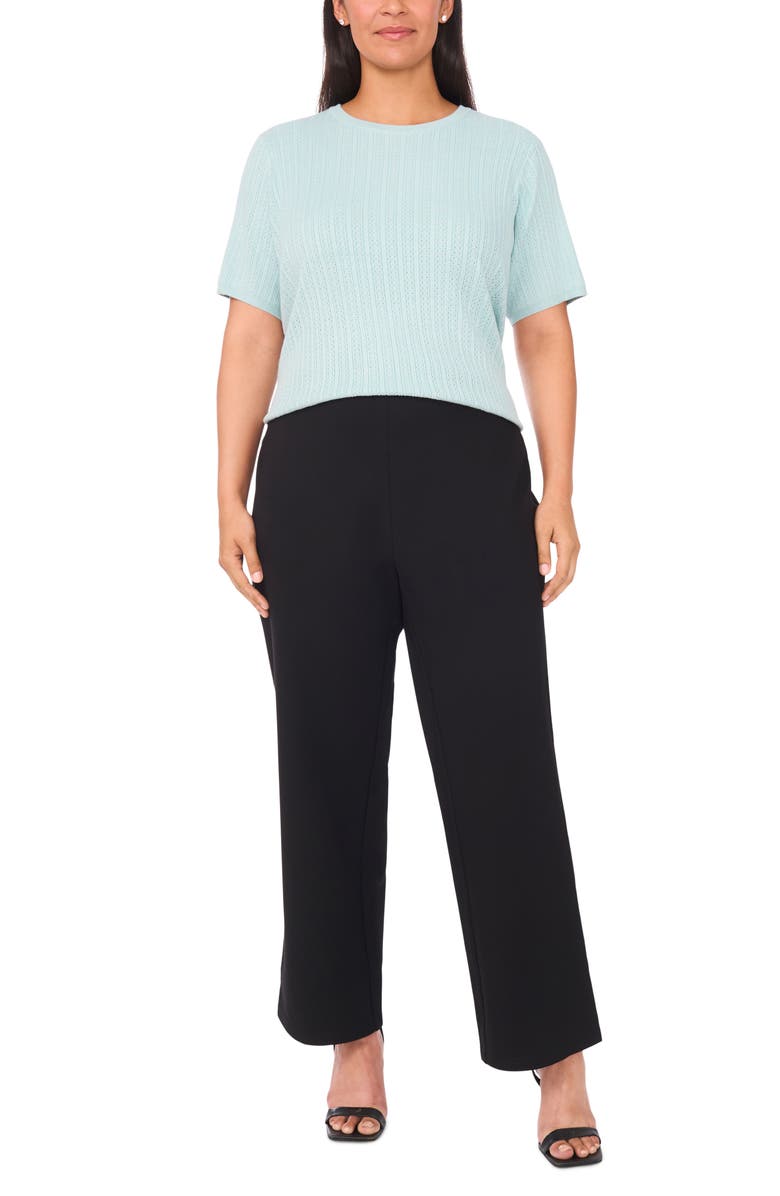 Halogen<sup>®</sup> Pointelle Stitch Short Sleeve Sweater, Alternate, color, Aqua Maligne
