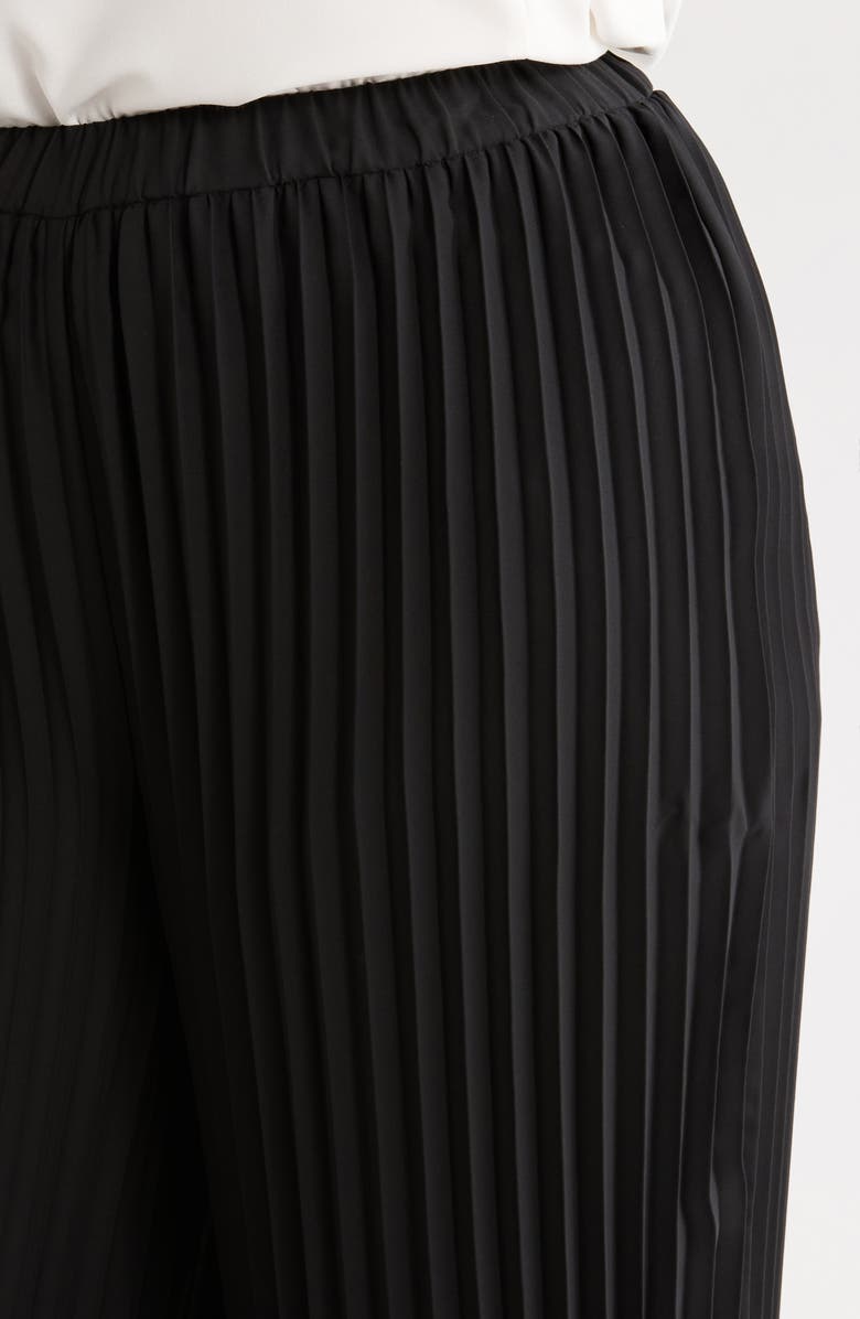 Anne Klein Pleated Pull-On Crop Wide Leg Pants, Alternate, color, Anne Black