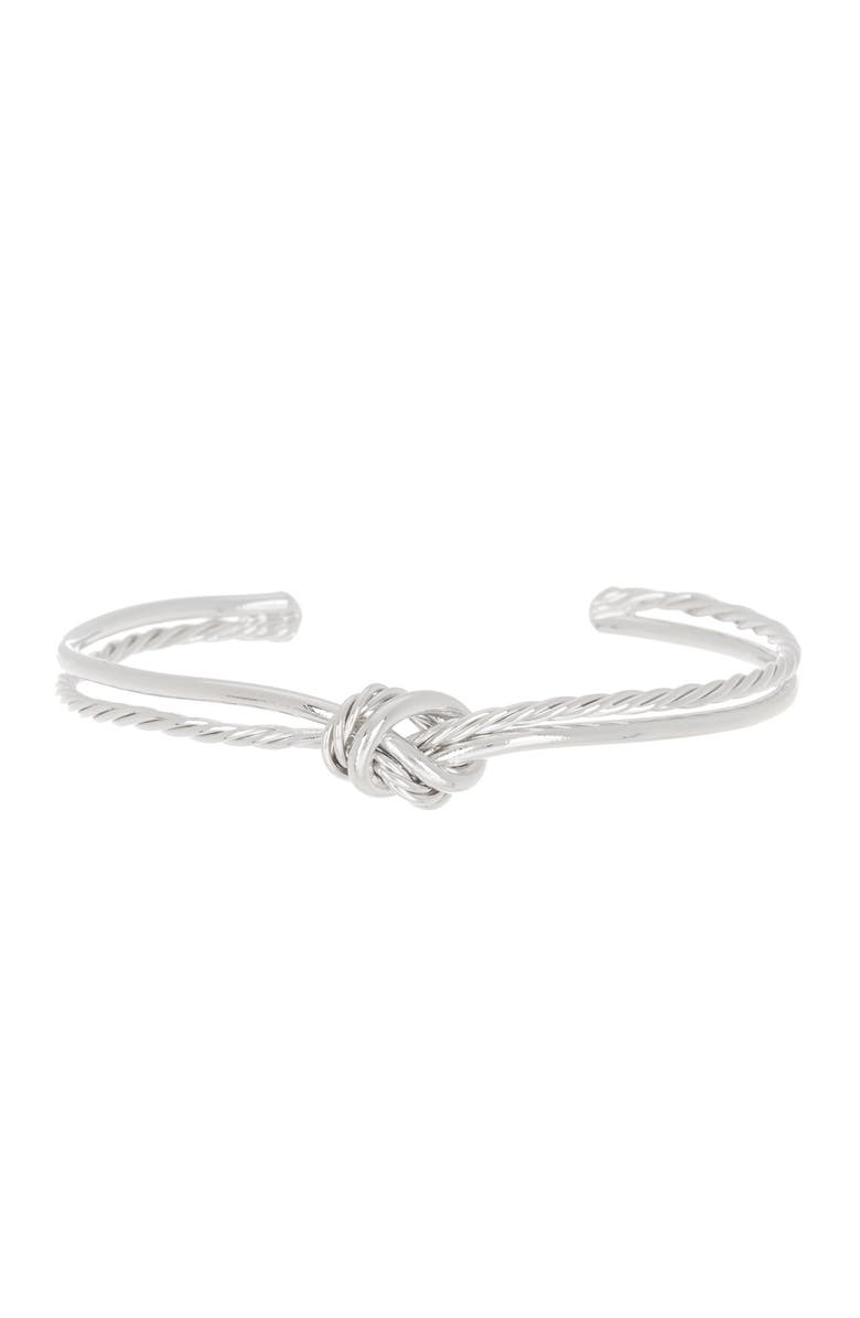 MESHMERISE Twisted Cable Multi Row Love Knot Cuff Bangle, Main, color,