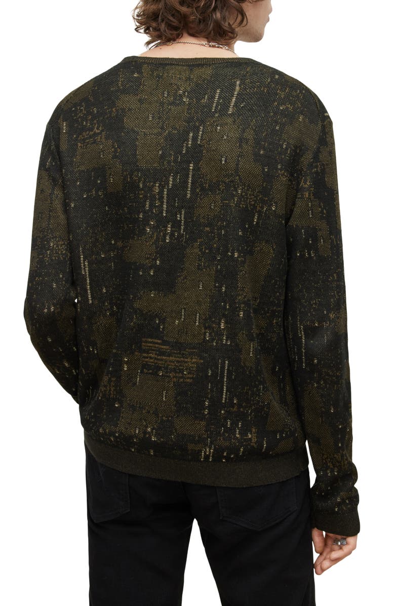 John Varvatos Patchin Regular Fit Jacquard Linen Blend Crewneck Sweater, Alternate, color,