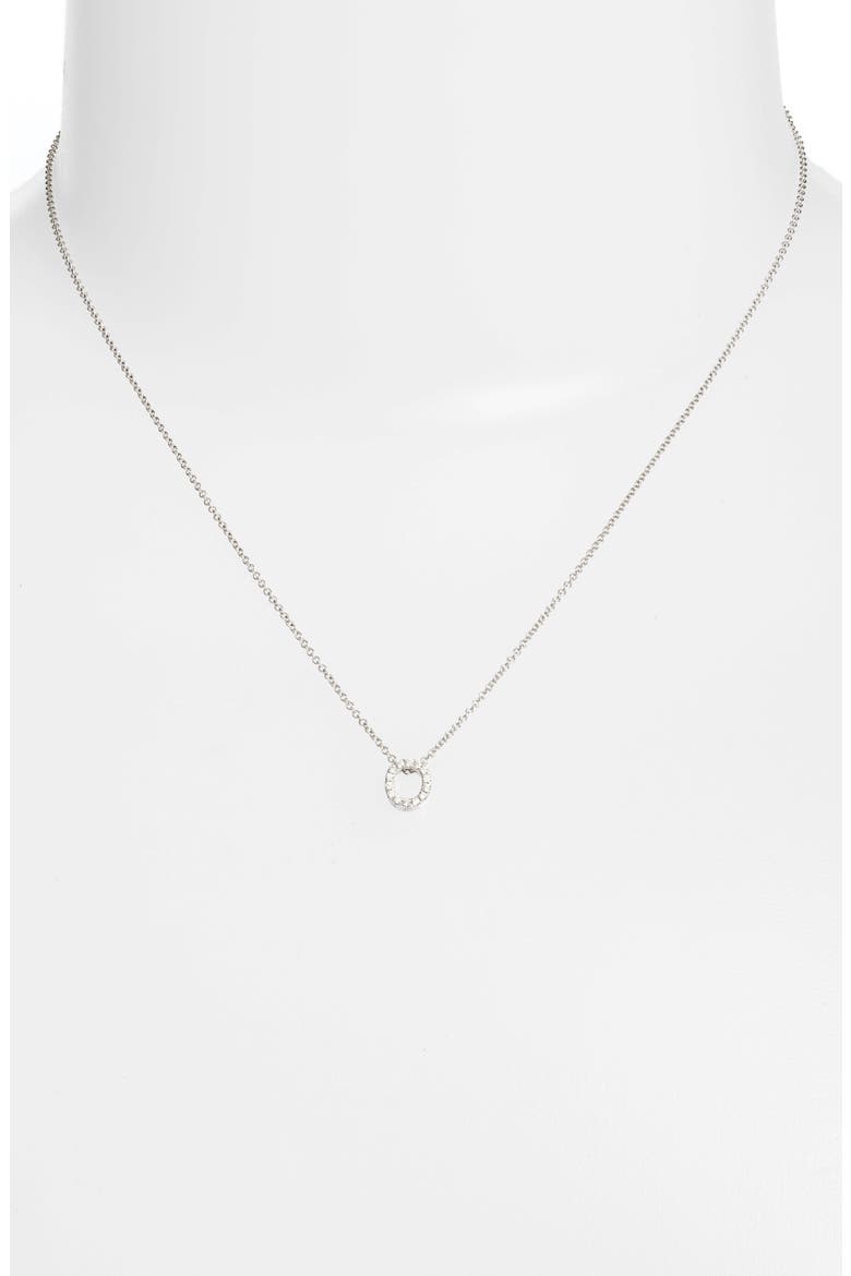 Diamond Pavé Initial Pendant Necklace, Alternate, color, 18K WHITE GOLD - O