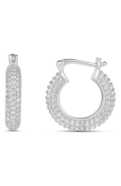 Shymi Small Pavé Hoop Earrings In White