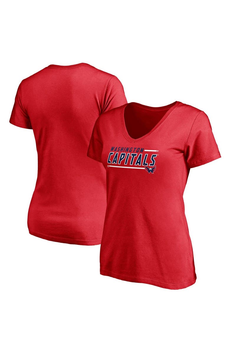 FANATICS Women's Fanatics Branded Red Washington Capitals Mascot In Bounds V-Neck T-Shirt, Main, color, 