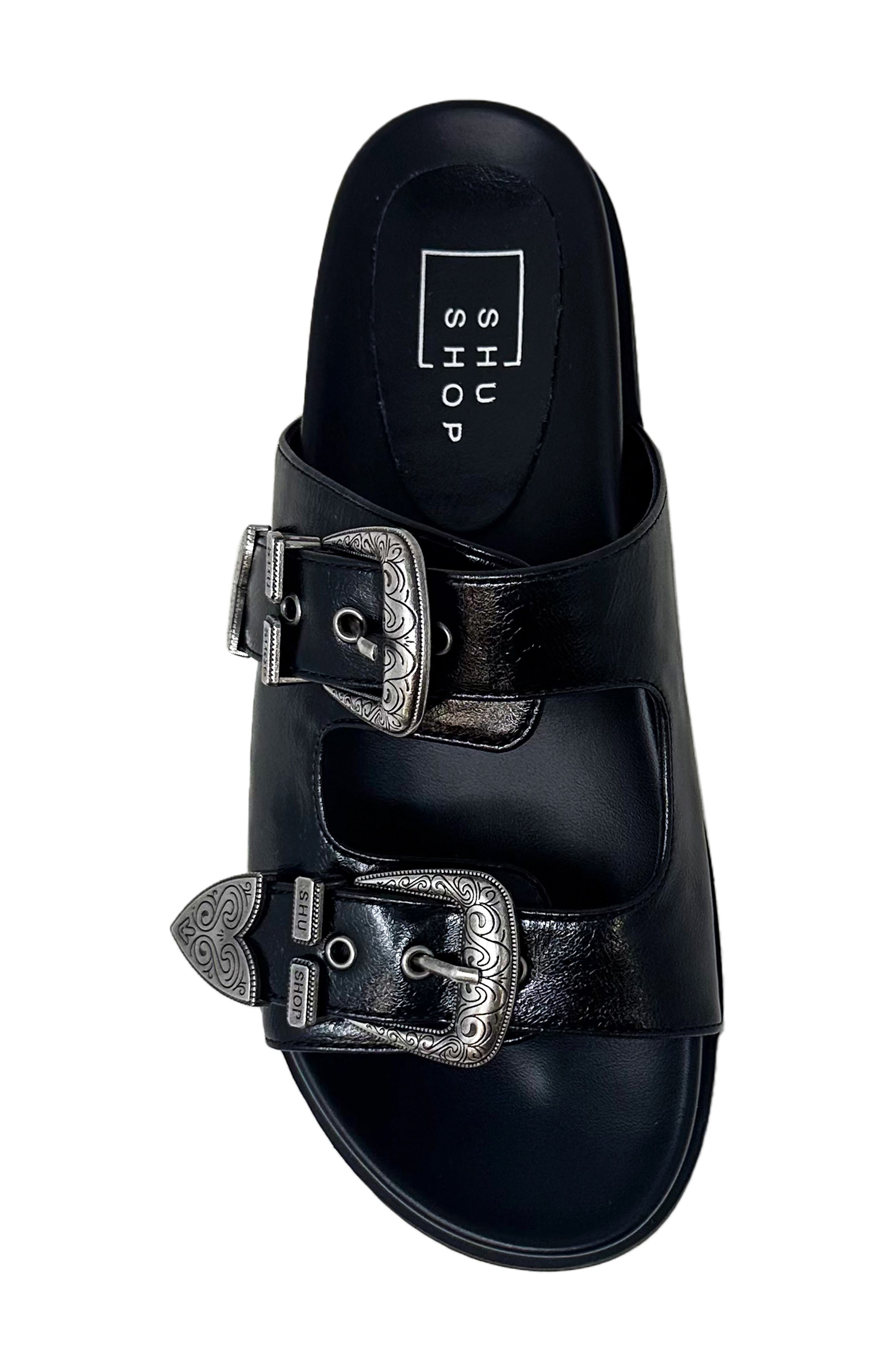 SHUSHOP Dolly Two-Strap Sandal, Alternate, color, Black