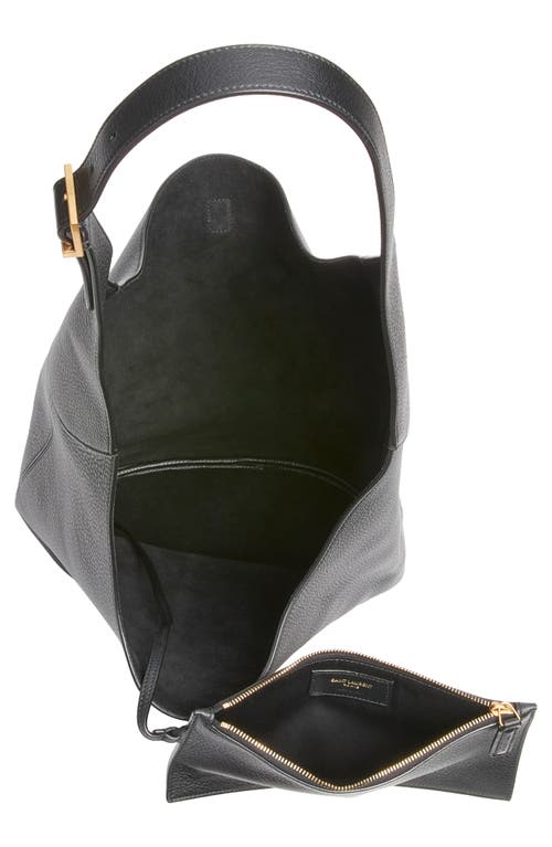 Saint Laurent Le 5 À 7 Leather Hobo Bag In Black