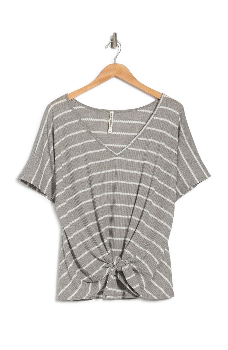 Forgotten Grace Striped V-Neck Tie Front Top, Alternate, color, 