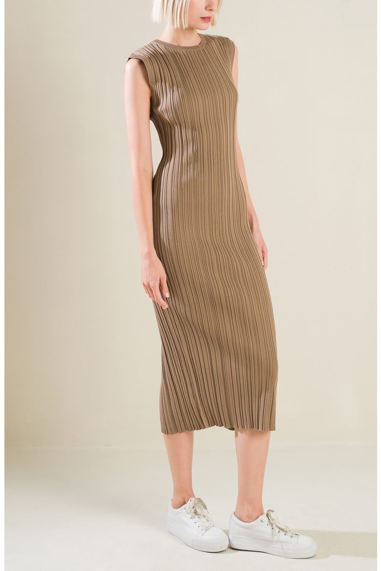 Sleeveless Ribbed Midi Sweater Dress, Alternate, color, BROWN