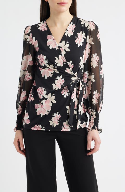 Floral Print Wrap Top