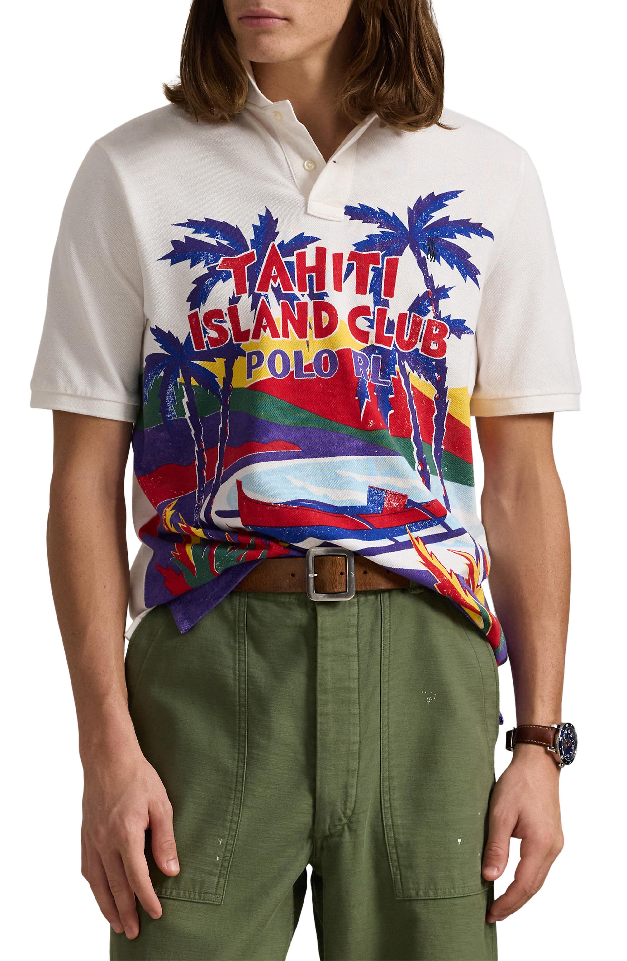 Polo Ralph Lauren Classic Fit Mesh Cotton Graphic Polo