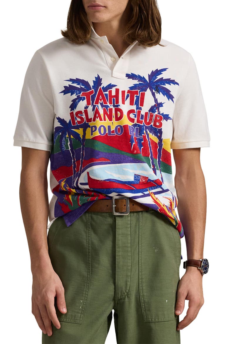 Classic Fit Mesh Cotton Graphic Polo video