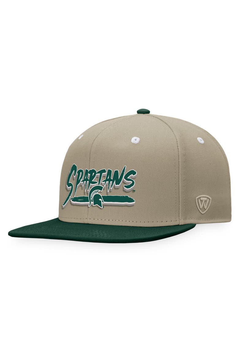 Men's Top of the World Khaki/Green Michigan State Spartans Land Snapback Hat, Main, color, Khaki