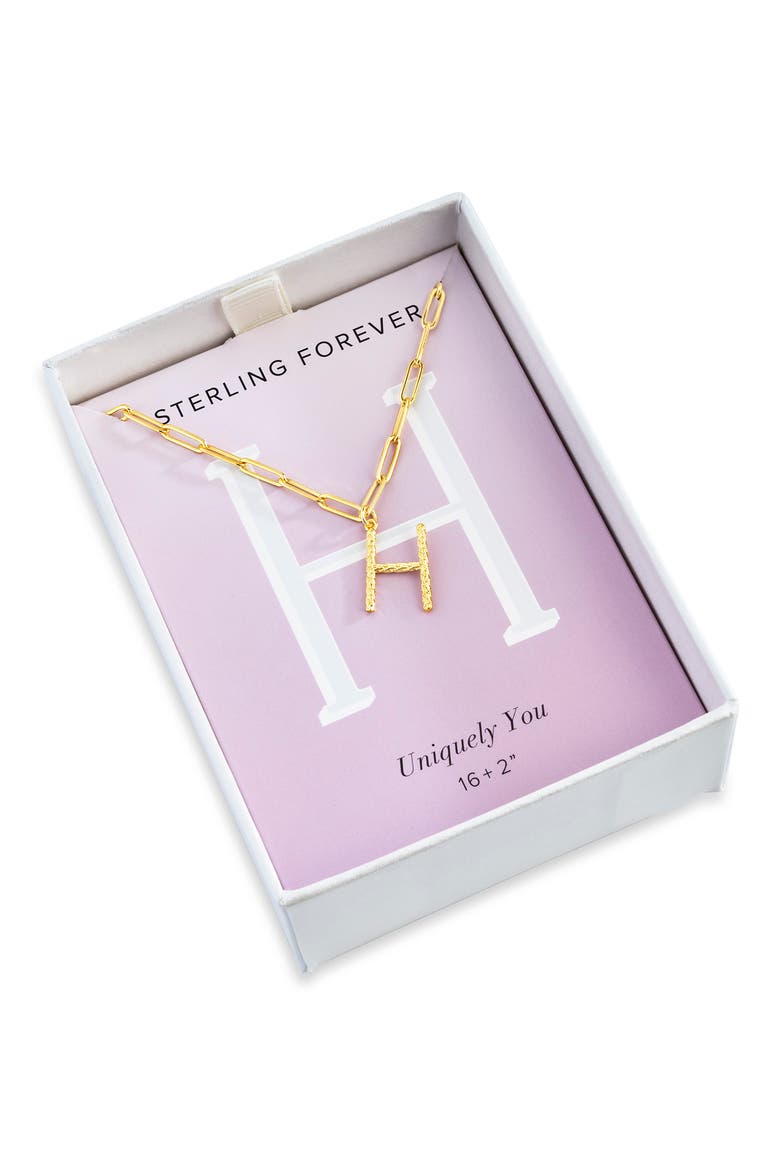 Rhodium Plated Braided Initial Pendant Necklace, Alternate, color, GOLD-H