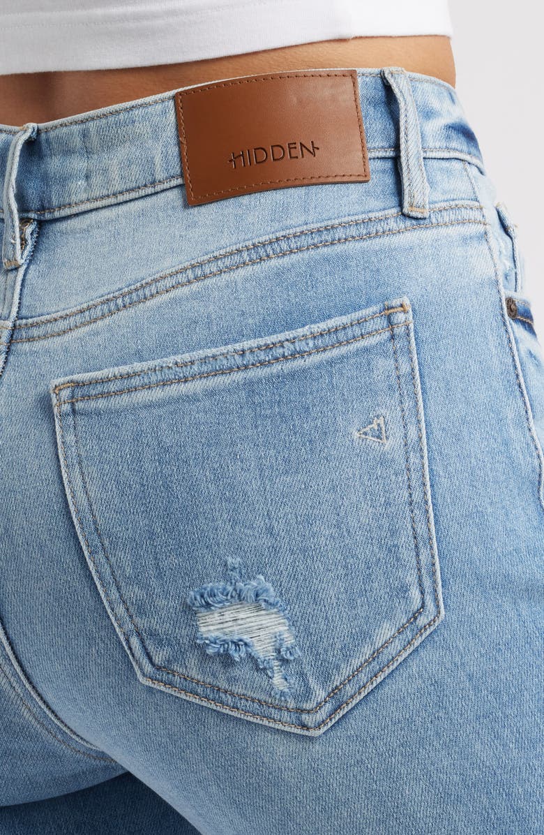 HIDDEN JEANS Ripped Mid Rise Flare Jeans, Alternate, color, Med Wash