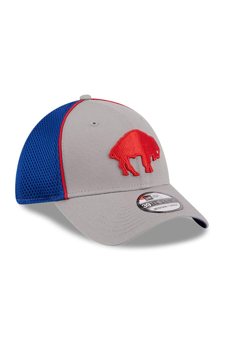 Men's New Era Gray Buffalo Bills Throwback Pipe 39THIRTY Flex Hat, Alternate, color, Gray