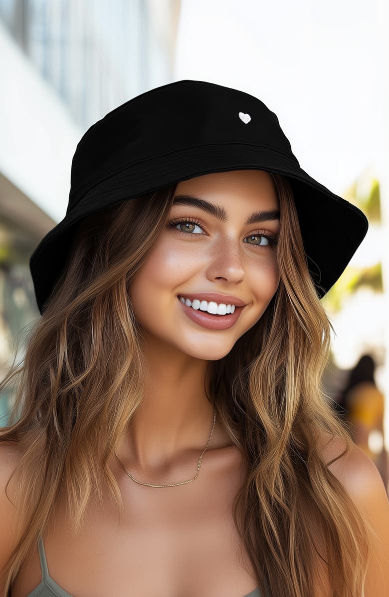 Dalix Lil Heart Bucket Hat, Alternate, color, Black