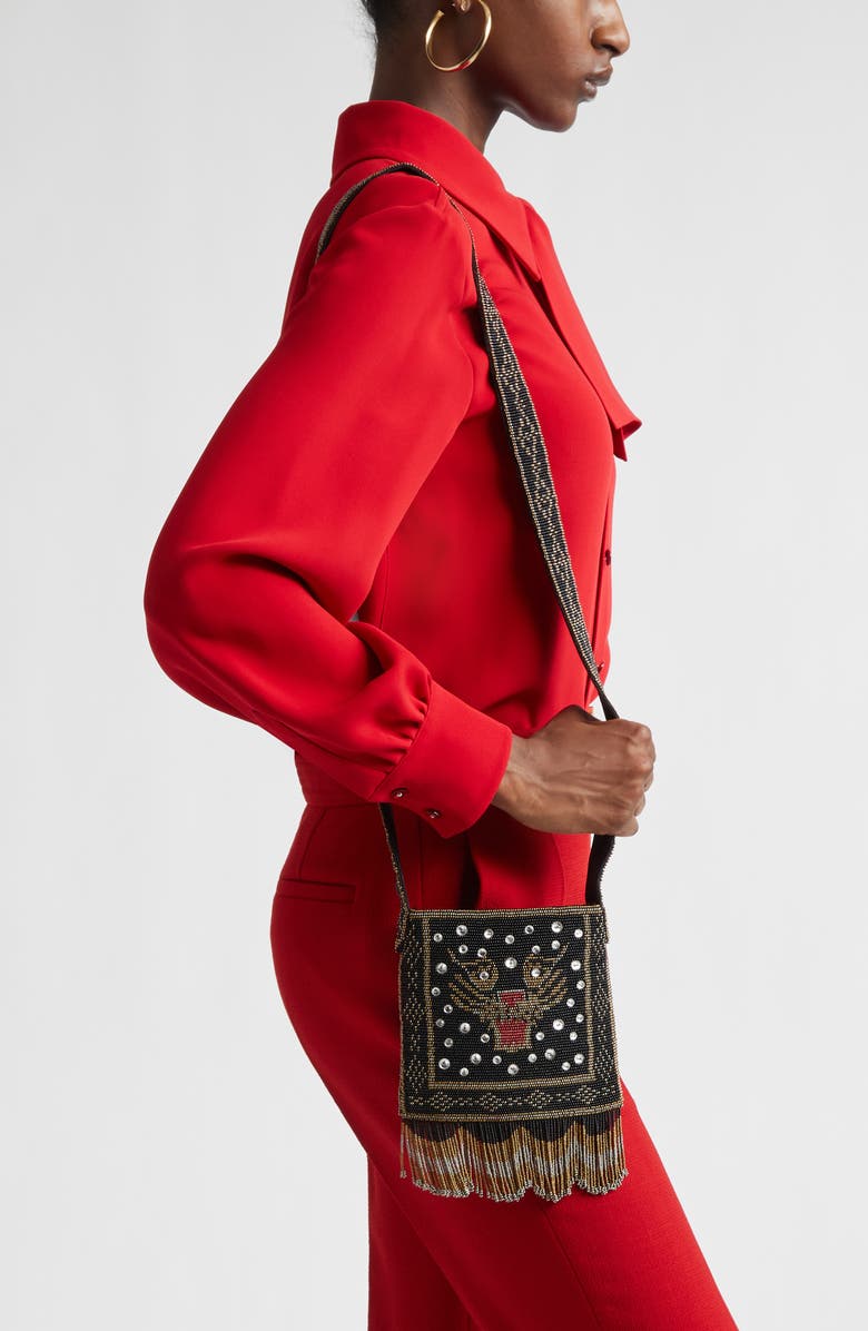 Valentino Garavani Small Nellcôte Le Chat Beaded Crossbody Bag, Alternate, color, Black Multi