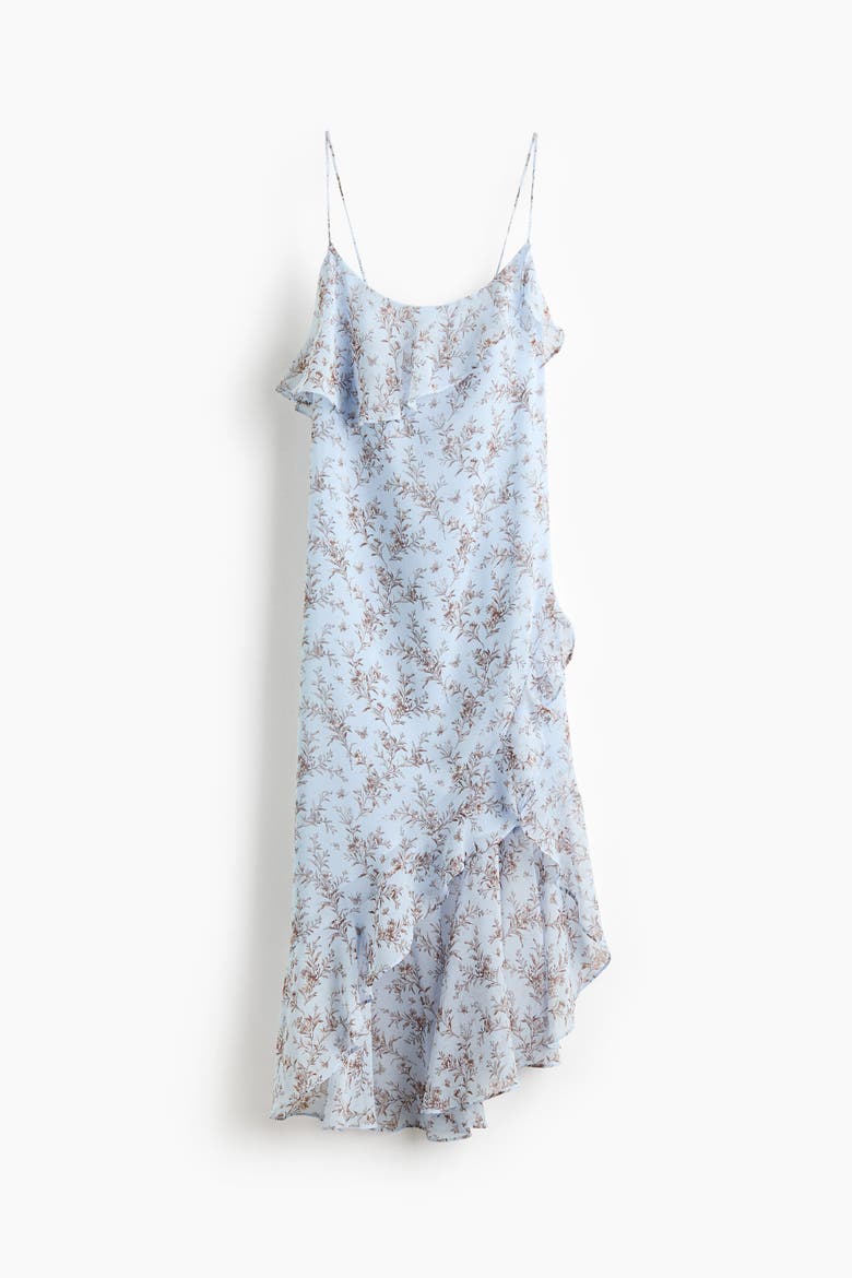 Flounced Strappy Dress, Main, color, Light blue/floral