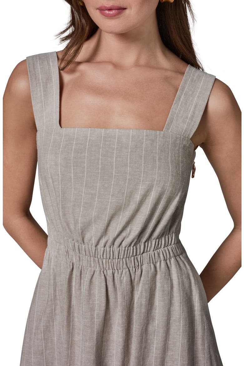 Stripe Linen Blend Midi Dress, Alternate, color, TUSCAN GREY