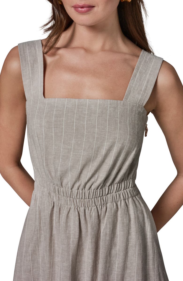 DONNA KARAN WEEKEND Stripe Linen Blend Midi Dress, Alternate, color, Tuscan Grey