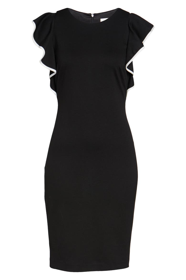 Ruffle Sleeve Sheath Dress, Alternate, color, BLACK