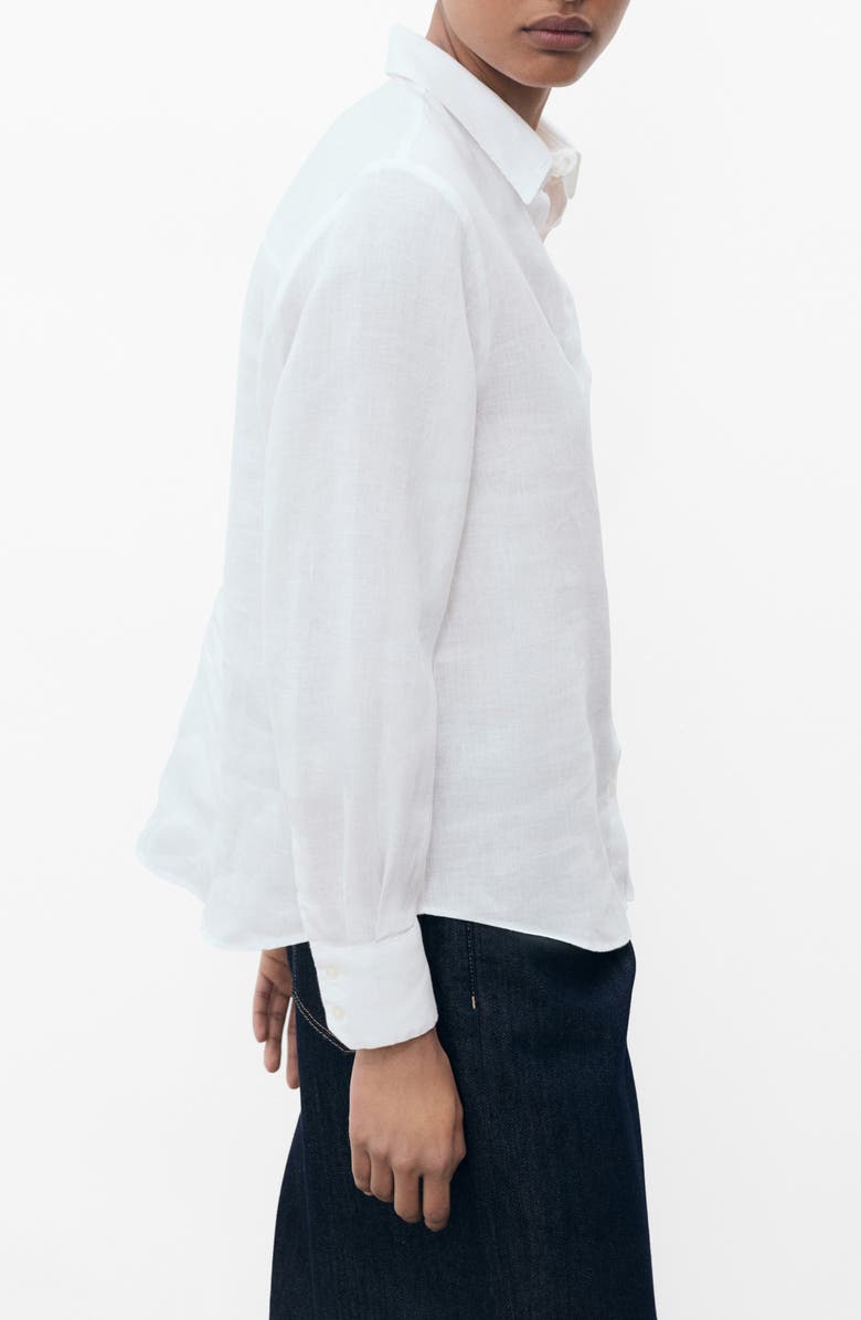 MANGO Linen Button-Up Shirt, Main, color, Off White