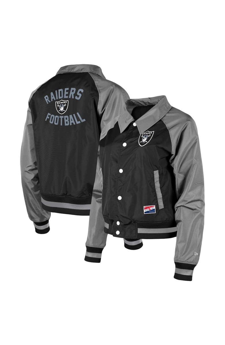 New Era Women's New Era Black Las Vegas Raiders Coaches Raglan Full-Snap Jacket, Main, color, 