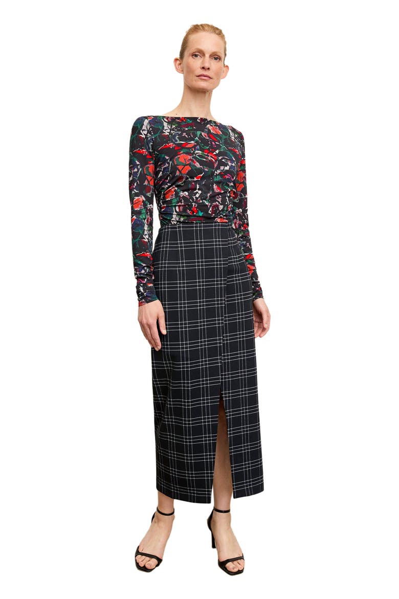 Amara Skirt - Knit Suiting, Main, color, Plaid
