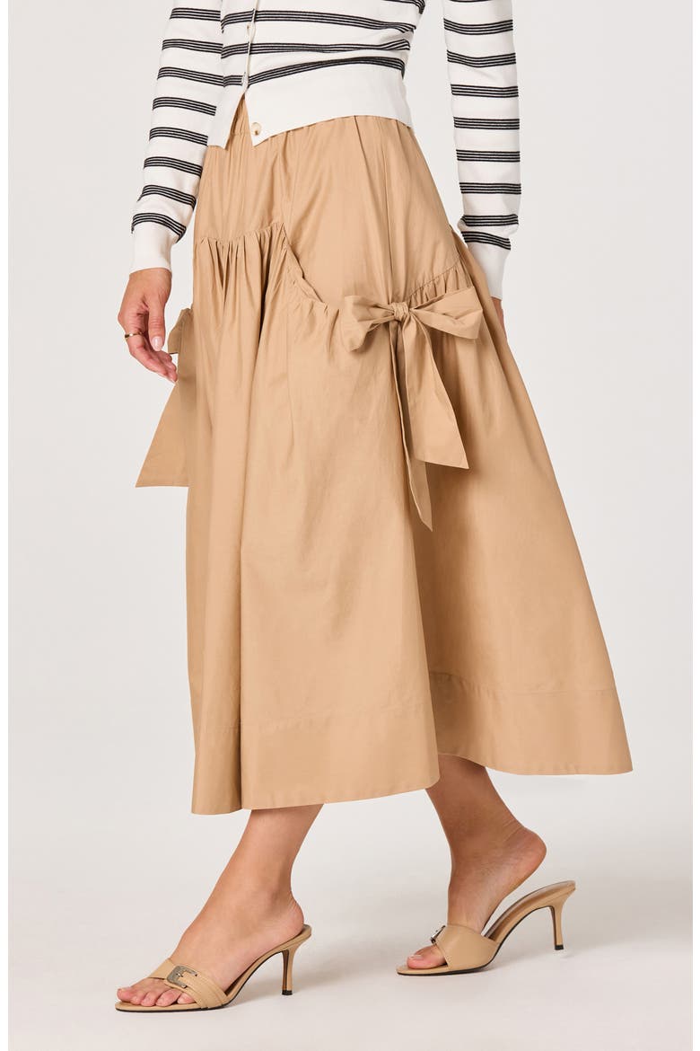 Lylah Bow Detail Cotton Skirt, Alternate, color, KHAKI