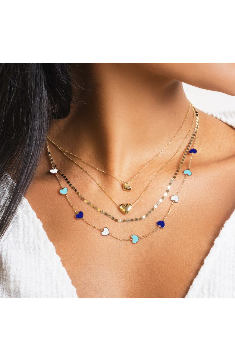 The Lovery Fine Jewelry Mixed Blue Heart Station Necklace, Alternate, color, Mixed Blue