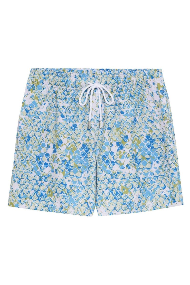 4.25" Le Club Eco-Friendly 4 Way Stretch Men's Swim Trunks, Alternate, color, White with snake print