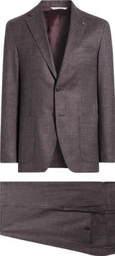 Jack Victor Midland Contemporary Fit Mauve Slub Woll Blend Suit