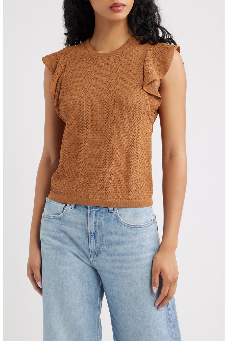 Margo Mixed Stitch Knit Top, Main, color, DESERT BROWN