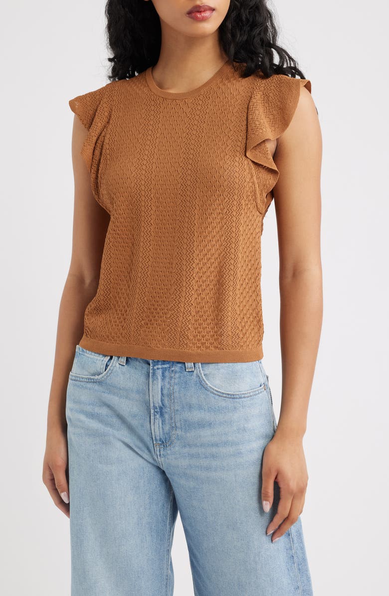 PAIGE Margo Mixed Stitch Knit Top, Main, color, Desert Brown
