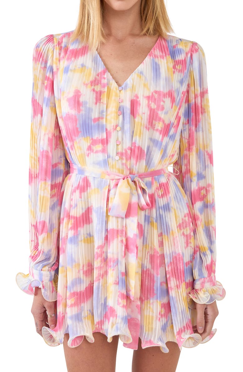 Endless Rose Tie Dye Long Sleeve Minidress, Alternate, color,