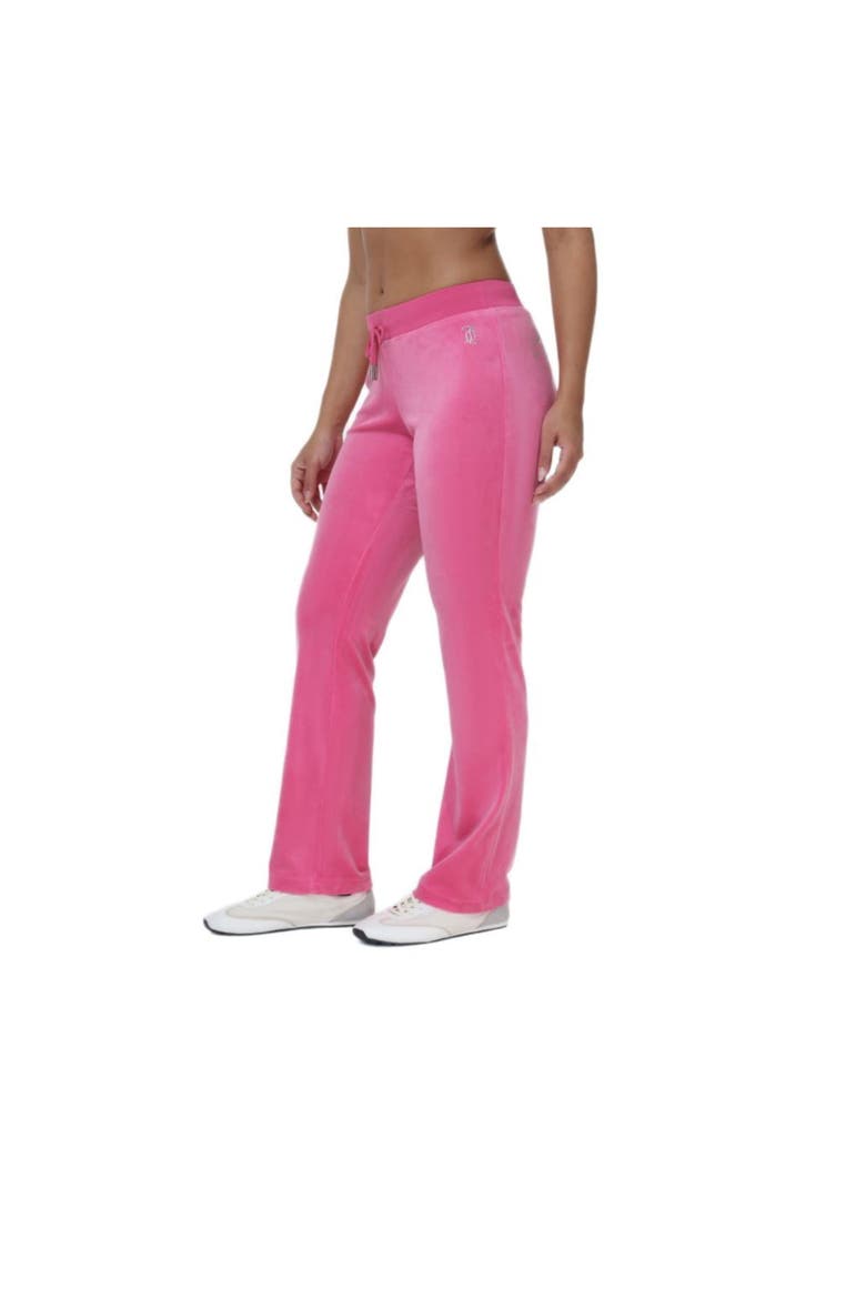 Rib Waist Velour Track Pant, Bubblegum, Alternate, color, BUBBLEGUM