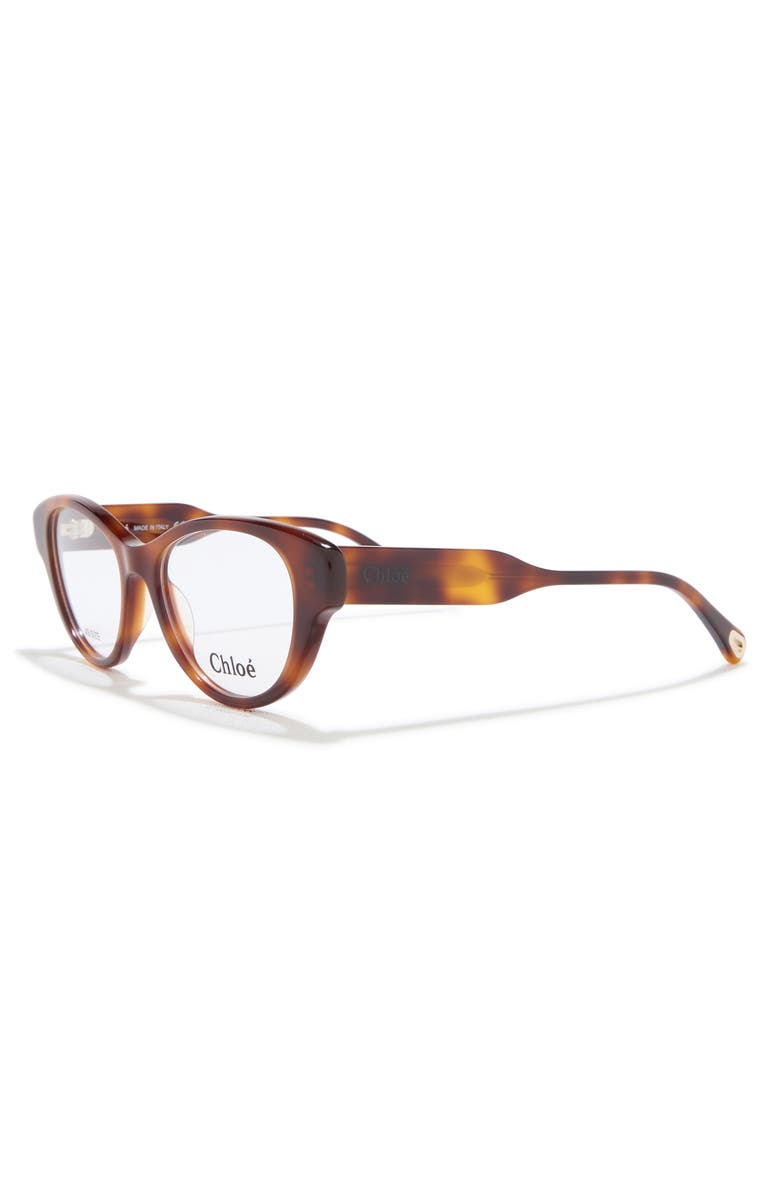 Chloé 50mm Cat Eye Optical Glasses, Alternate, color, Havana Havana Transparent
