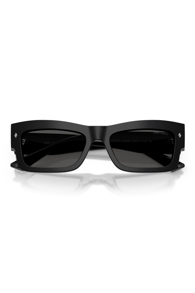 53mm Rectangular Sunglasses, Alternate, color, BLACK / DARK GREY