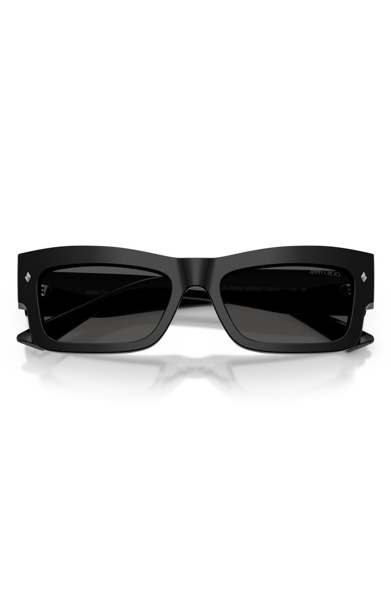 Jimmy Choo 53mm Rectangular Sunglasses, Alternate, color, Black / Dark Grey