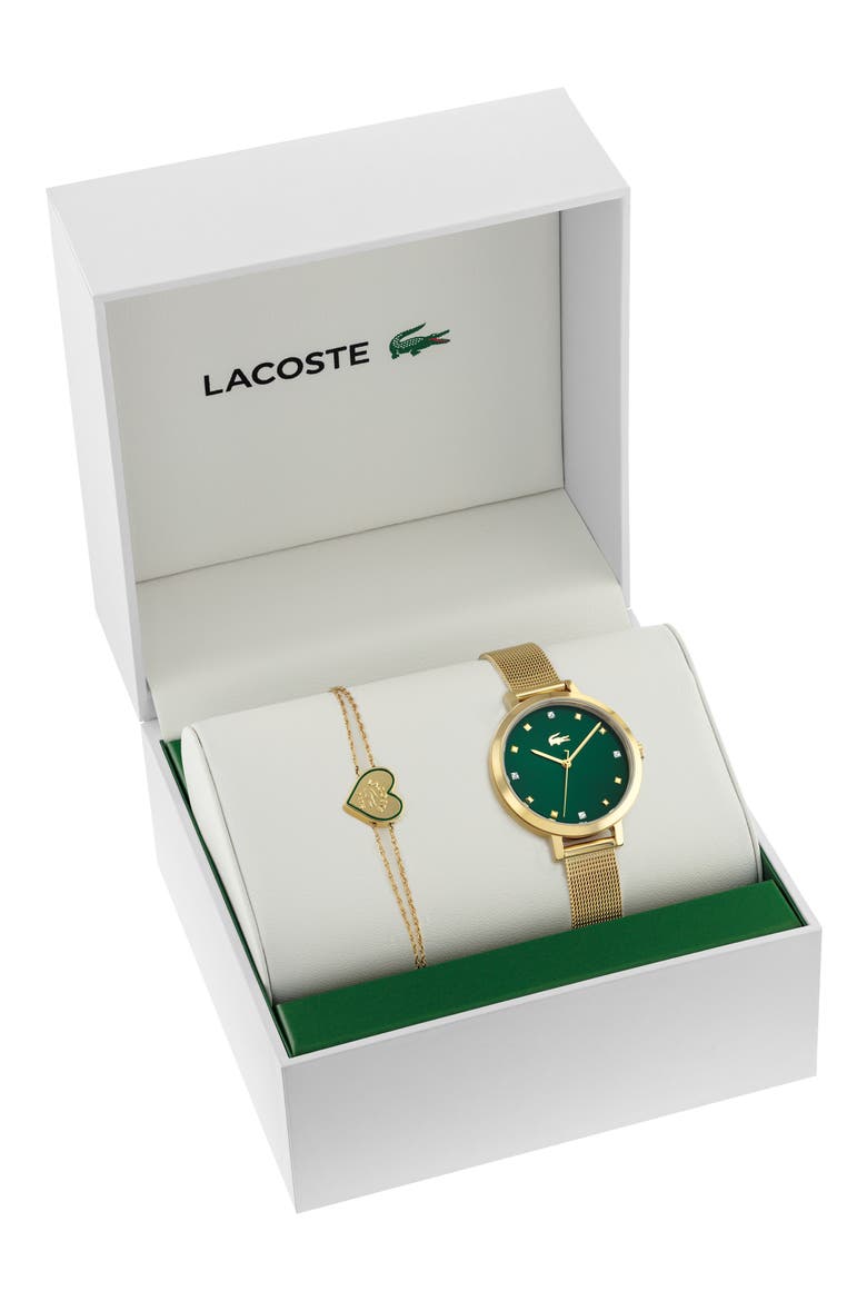 Mesh Strap Watch & Bracelet Gift Set, 34mm, Alternate, color, GREEN