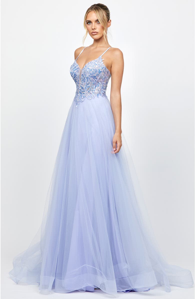 Bariano Adina Tulle Ball Gown, Alternate, color, Light Purple