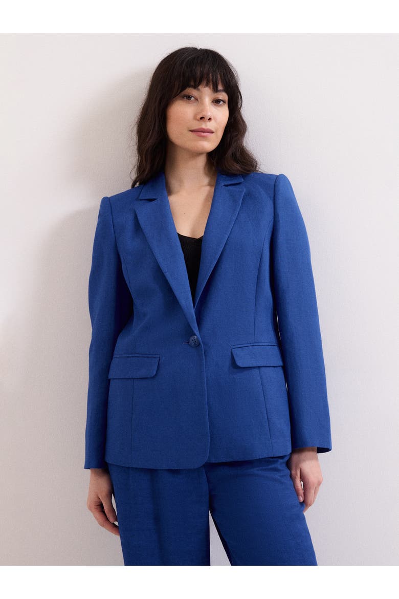 Floette Linen Blazer, Main, color, Cobalt