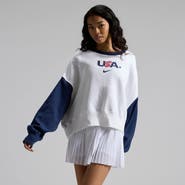 Nike Women's Nike White/Navy USA Baseball 2026 World Baseball Classic Oversized Phoenix Fleece Sweatshirt