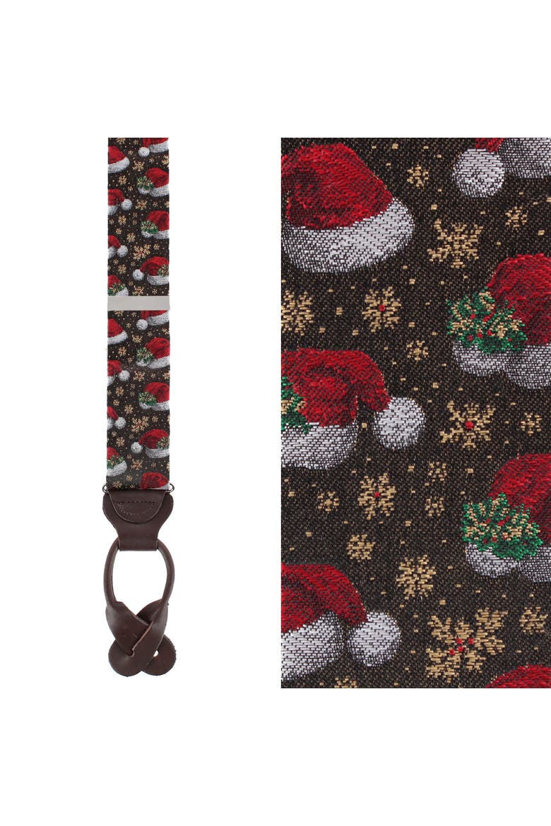 Kris Kringle's Cap Silk Novelty Button End Suspenders, Main, color, Black