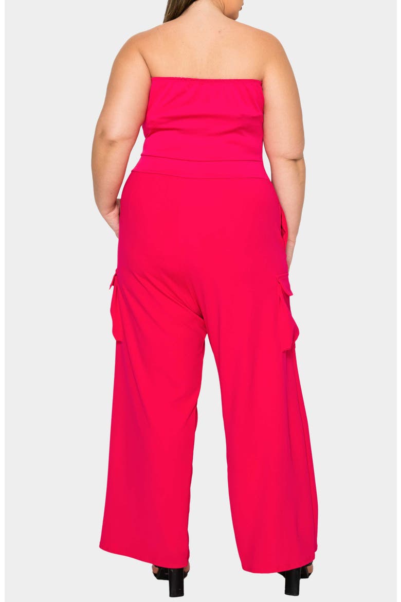 Yumi Strapless Cargo Jumpsuit, Alternate, color, FUCHSIA
