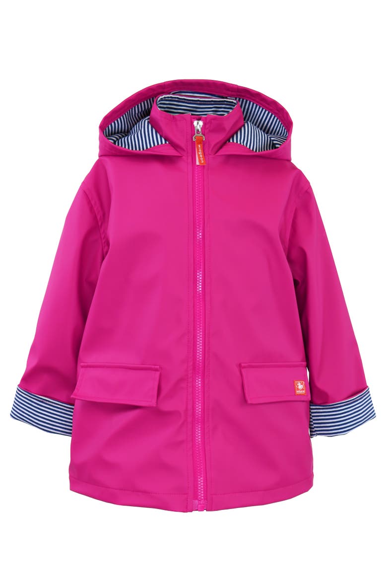 Hooded Zip Front Raincoat, Main, color, Deep Pink
